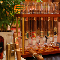 Présentoir à cigares en bois de Sapele GUEVARA, support de maturation pour cigares, tube en verre scellé au liège et alcoolisé, accessoires de cigares de luxe en gros