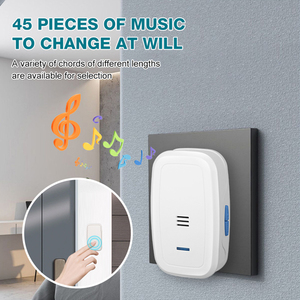 Sonnette de porte sans fil, sans batterie, étanche IP44, 45 mélodies, blanc et noir, prix de gros - Product Image 5