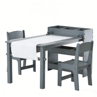 Ensemble de meubles en bois pour enfants 3-en-1, table d'art avec 2 chaises pour les loisirs créatifs, la lecture et l'apprentissage