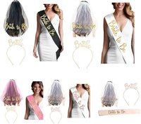 2024 best-seller enterrement de vie de jeune fille mariée à être Kits mariée mariage voile Satins ceinture et couronne diadèmes ensemble décorations accessoire