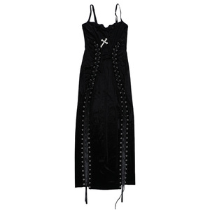 哥特式时尚女装黑色连衣裙高缝无肩带连衣裙不规则下摆夏季新款修身性感裙子 - Product Image 5