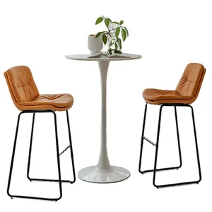 바 테이블을위한 현대적인 디자인 금속 가죽 바 의자 높은 의자 바 의자 클래식 높은 주방 카운터 의자