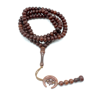 Handmade 99 Beads Tasbih Muslim Prayer Beads Crescent Moon Star Pendant Marbled Resin Misbaha Islamic Beaded Rosary Jewelry <strong>Gift</strong> - Product Image 1