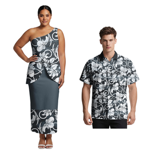 Ropa <span class=keywords><strong>de</strong></span> Pareja <span class=keywords><strong>de</strong></span> Estilo Polinesio, Camisas Casuales Hawaianas <span class=keywords><strong>de</strong></span> Talla Grande para Hombre, Diseño Tribal Samoano, Conjunto <span class=keywords><strong>de</strong></span> <span class=keywords><strong>2</strong></span> Piezas Puletasi para Mujer - Product Image 4