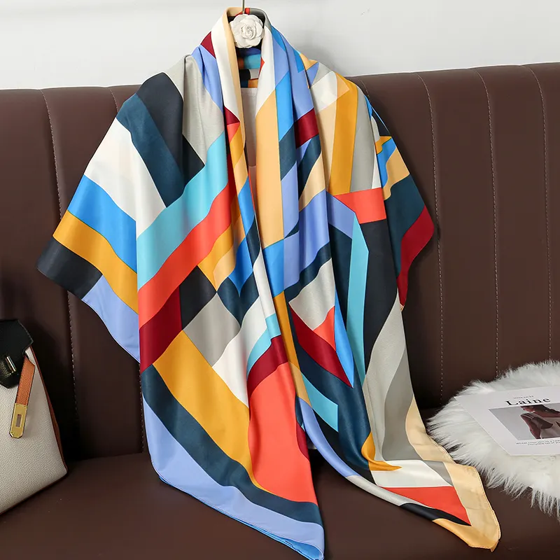 Dubai Vacation Logo Wholesaler silk square scarf African Pretty 130*130cm Matching
