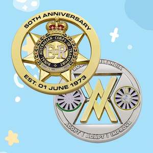 Hollow Wings Moneda de desafío personalizada con esmalte 3D, forma de medalla, de aleación de zinc, chapada en oro, 28mm, para insignia, sin artesanía metálica - Product Image 1