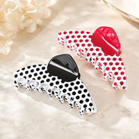 Pince à cheveux personnalisée Ume en acétate à pois et cœurs, style vintage, pour femmes, accessoires de mode rétro français