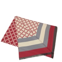 Cổ Điển Thiết Kế Thương Hiệu Phụ Nữ Mùa Thu Và Mùa Đông Cashmere Bông Khăn Choàng Jacquard Kẻ Sọc Màu Đỏ Mô Hình Thoải Mái Tua Khăn