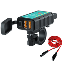 Cargador USB Doble para Motocicleta, 12v, Impermeable, con Cable Adaptador SAE, Interruptor de Encendido/Apagado