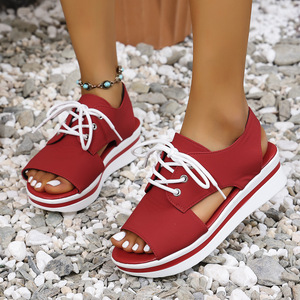 Women Thick-soled Summer New Sports <b>Sandals</b> Large Open Toe Lace-up Beach <b>Sandals</b> - Product Image 6