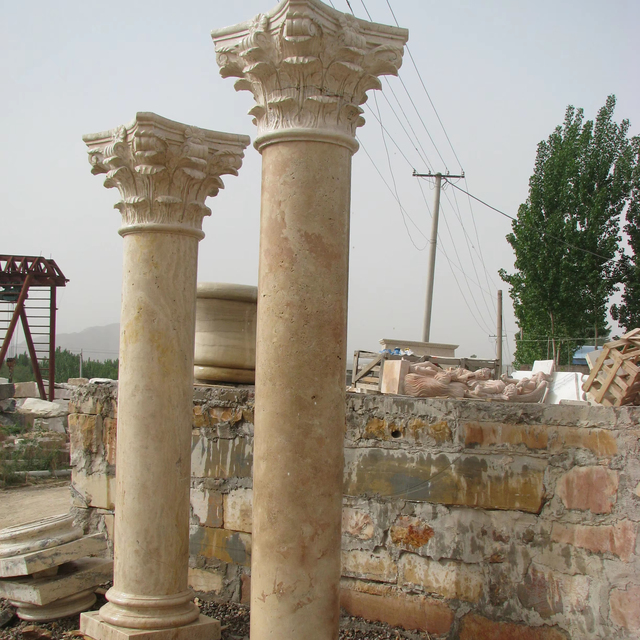 Hand Carved European Style Modern Design Decor  White Natural Stone Architecture Corinthian Marble Roman Columns Pillar