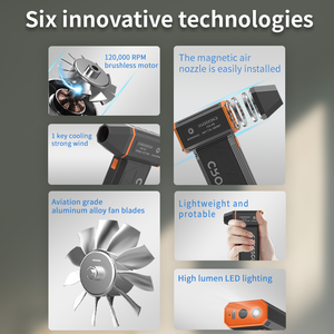 CROSSGUN Taşınabilir Kablosuz Elektrikli Hava Üfleyici 5000mAh Lityum Pil Güçlü Mini Üfleyici Mini Araba Süpürgesi Turbo Fan - Product Image 5