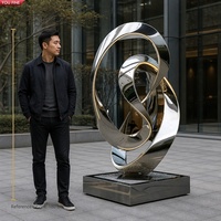 Sculpture abstraite en acier inoxydable sur mesure YOUFINE, style moderne, en forme de boucle, art métallique moderne pour la décoration de hall d'hôtel