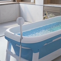 Baignoire pliable portable avec couvercle, roues de massage en plastique durables, longueur pour enfants 118 cm
