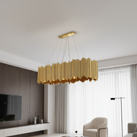 Lustre moderne classique en tube doré pour salon, salle à manger, décoration de maison de luxe, design contemporain