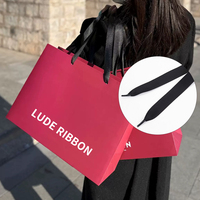 Ruban en satin gros-grain polyester double face personnalisé de 2 cm pour sac de shopping, poignée recyclée, couleur unie, emballage durable