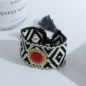 BD-D771 Pulsera de Joyería para Mujer de Alta Calidad, Religiosa, Cristiana, San Benito, Chapada en Oro de 18K, con Accesorios de Cinturón Tejido - Product Image 5