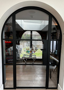 קשת פלדה דלתות ברזל יצוק צרפתית דלת זכוכית פנים וחוץ נדנדה דלתות - Product Image 4