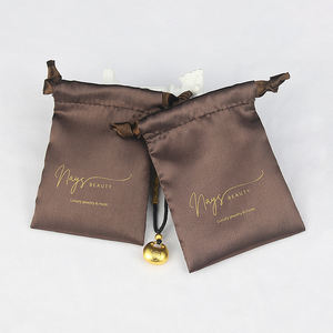 Özel Logo büyük saç demetleri için saten ipli kese Lashes peruk takı yüksek kaliteli ipek saten saten hediye ambalaj çantası - Product Image 2