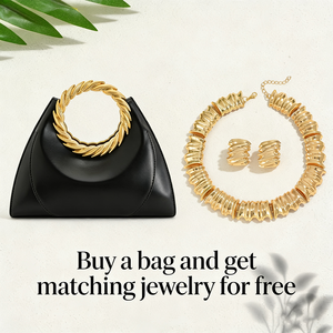 Borsa di Lusso in Pelle PU Nera 2026 con Set di Gioielli Dorati - Acquista la Borsa e Ricevi Gratuitamente Collana e Orecchini Abbinati - Product Image 1