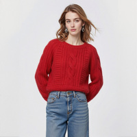 Pull en maille col rond pour femme, style vintage torsadé, chic et polyvalent, directement de l'usine