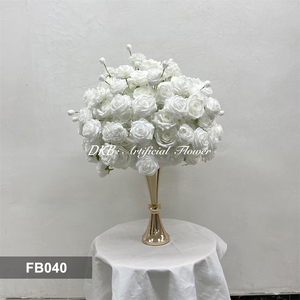 DKB High Quality Wholesale Table Centerpiece Decoration <b>Artificial</b> Flower Ball Silk <b>Rose</b> <b>White</b> Floral Ball for Wedding Party - Product Image 3