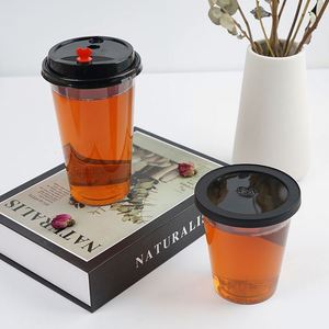 Factory Custom Logo Printing 12oz Disposable PP Clear <b>Plastic</b> <b>Cup</b> Flat-Bottomed Takeaway <b>Cup</b> With Lid - Product Image 4