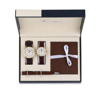 Ensemble cadeau de montres exquises pour couple, montre-bracelet en cuir pour homme et femme, portefeuille, stylo, pack commémoratif romantique pour anniversaire, Saint-Valentin