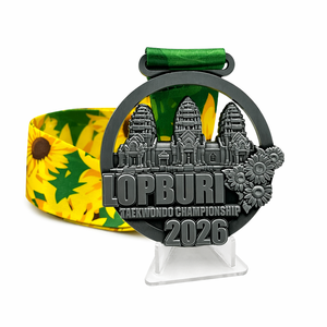 Médaille personnalisée de Taekwondo et de <span class=keywords><strong>Judo</strong></span> en nickel noir, avec motif 3D en relief de la monumentale structure thaïlandaise, récompense de championnat sportif et arts martiaux, souvenir - Product Image 5