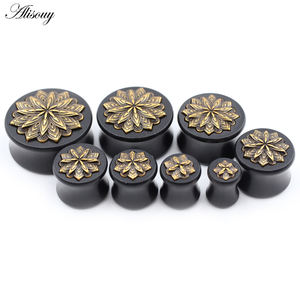 Alisouy, 2 uds., madera, cobre, flor, espiral, doble acampanado, túneles de oreja, expansor, camilla, medidores, pendientes, Piercing, joyería para el cuerpo - Product Image 5