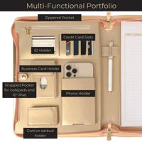 Tas Portofolio Kulit Profesional Berwarna-warni untuk Dokumen Bisnis, Kartu Nama, dan Telepon, Dilengkapi Resleting