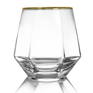 Custom Kristal Proeverij Glazen Bekers Glazen Wijn Tuimelaars Drinken Bourbon Whisky Glazen Dik Diamant Steelloos Wijnglas