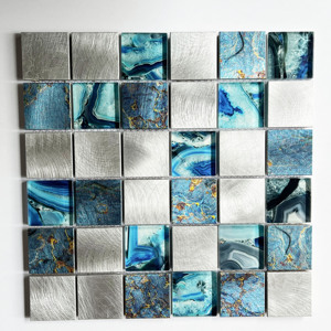 AGSQR104810 Azulejos de mosaico de lujo Zafiro Cuadrado Vidrio Metal Cristal Mosaico Moldes Hogar Villa Baño Backsplash Decoración - Product Image 2