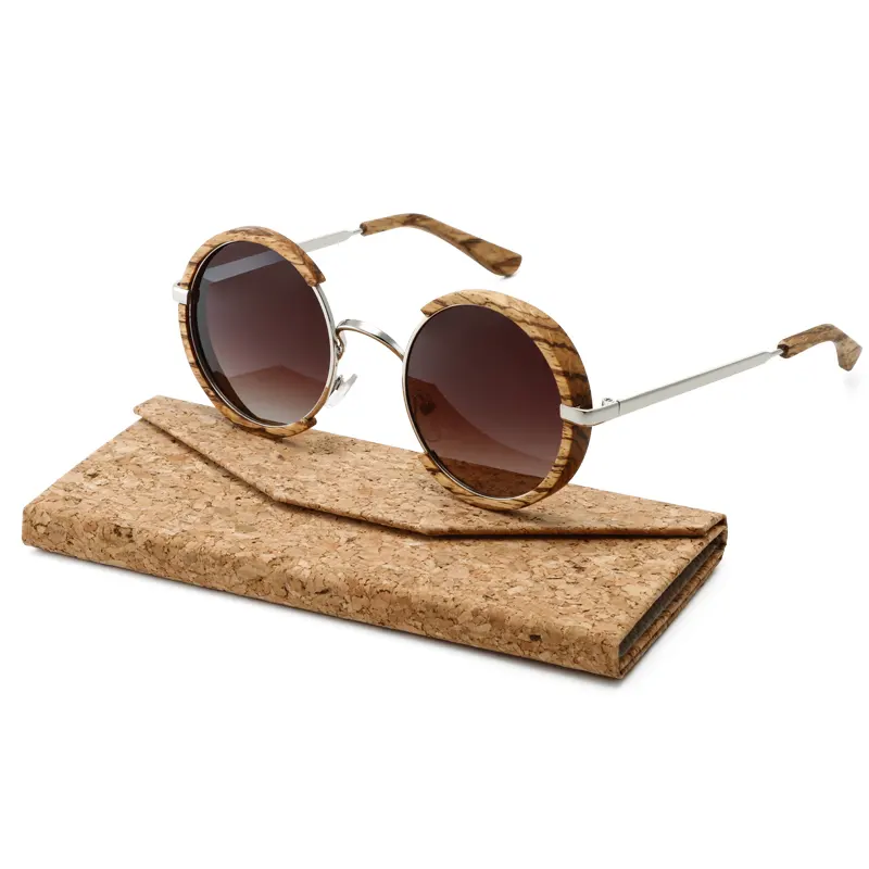 Retro Brand Designer Men Women Sun Glasses Handmade Real Wooden Frame Polarized Round Steampunk Wood Sunglasses free logo