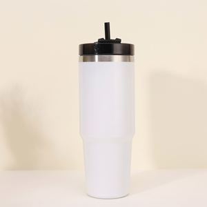 30oz Vehicle <b>Cup</b> Holder Fit Stainless Steel Vacuum Insulated Tumbler Car <b>Coffee</b> <b>Cup</b> <b>Straw</b> Handle Anti Slip Bottom - Product Image 4