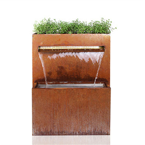 Fontaine murale moderne en acier corten, cascade rectangulaire, ornement de jardin, extérieur/intérieur, finition naturelle - Product Image 6