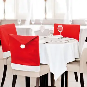 2024, fundas para cena de vacaciones, mesa, fiesta, decoración del hogar, sillas, fundas traseras, sombreros rojos de Navidad, funda para silla de Navidad