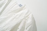 Robe Simple Robe Blanche Broderie Creuse Col V A-ligne Manches Bouffantes Mini Robe D'été