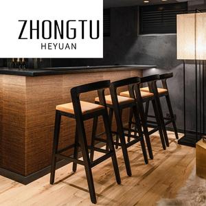 Hiện Đại Bằng Gỗ Quán Cà Phê Cửa Hàng Da Đệm Cao Nhà Bếp Nhà Hàng Bằng Gỗ Quầy Bar Phân Ghế Ăn Đặt - Product Image 3