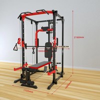 Station de musculation multifonctionnelle tout-en-un en acier inoxydable pour usage domestique, avec Smith Machine, Crossover à câbles et Power Rack, gain de place