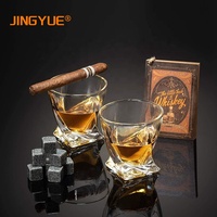 Juego de regalo de 6 piedras de whisky de granito de calidad, 2 vasos Old Fashioned únicos, caja de regalo con forma de barril de whisky para cócteles y bourbon