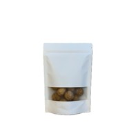 Sac en papier kraft blanc fenêtre givrée sac zip-lock autoportant sac d'emballage de collation de fruits secs