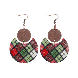 Boucles d'oreilles en similicuir Boucles d'oreilles pendantes en cuir coloré Crescent Check pour femme Uionen 915 - Product Image 6