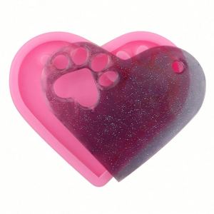Molde de resina de silicona para marcapáginas DIY, aromaterapia para coche y moldes artesanales para elevadores, molde de silicona con forma de patas de gato de dibujos animados, OEM/ODM - Product Image 2