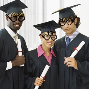 New Graduation Season Photo Props, Paper <strong>Glasses</strong>, Black Gold Graduation Ceremony <strong>Party</strong> Decoration Props - Product Image 2