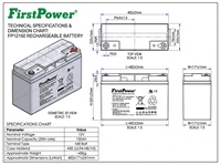 Batería Recargable Sellada VRLA FirstPower 12V15Ah FP12150, Apta para Silla de Ruedas, Bomba de Agua, Carrito de Golf, UPS, Electrodomésticos