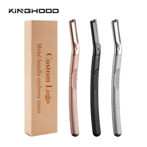 Eco Friendly Make Up Tool Replaceable Stainless Steel Blade Women Metal Handle Facial Razors Eyebrow Razor Trimmer