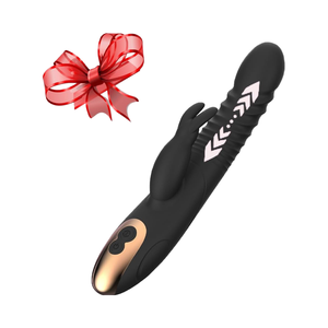 Set mainan Vibrator telinga kelinci hitam dewasa, 8 mode kuat Aksesori sensorik lembut realistis portabel menyenangkan untuk pria wanita - Product Image 3