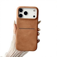 Étui de téléphone en cuir style peau de mouton pour iPhone 17 Pro Max avec fente pour cartes, antichoc, compatible iPhone 12, 13, 14, 16