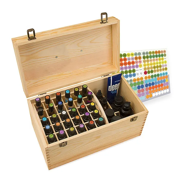 Caixas de óleo essenciais de madeira do oem, caixas de óleo de madeira personalizadas com compartimentos e bandejas com tampa giratória